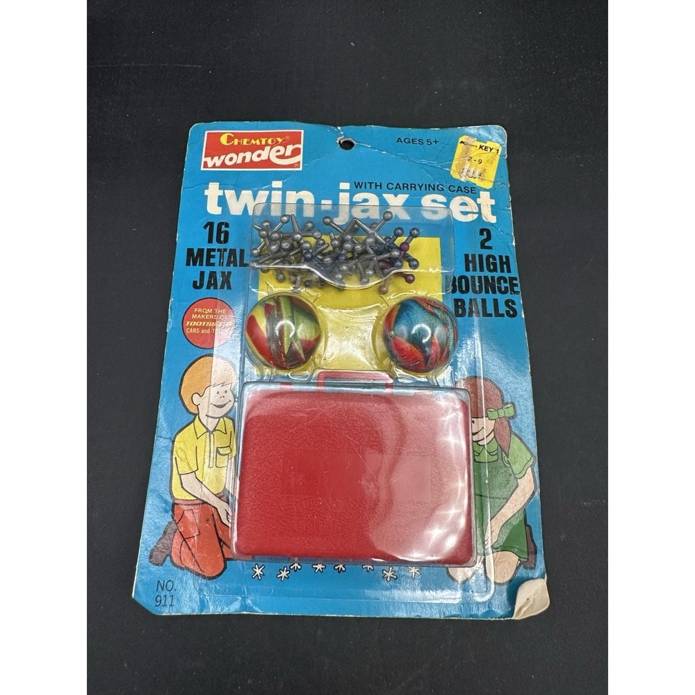 Vintage Chemtoy Wonder Twin-Jax Set No. 911 – Sealed w/‎ Case, 2 Balls, 16 Metal